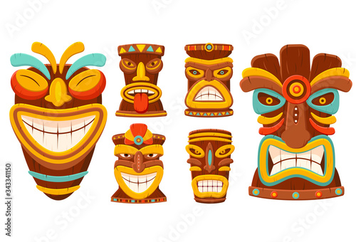 Set of tiki tribal mask