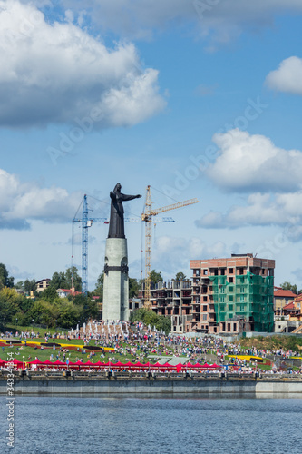 view of the monument to the mother of the patroness at the celebration of the 550th anniversary of the city of Cheboksary, 550 years. Mass festivities in the Chuvash Republic in 2019