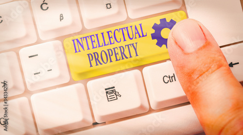 Text sign showing Intellectual Property. Business photo text Protect from Unauthorized use Patented work or Idea