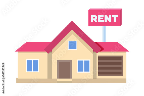 Estate agency concept. Rent cottage icon. Vector illustration.