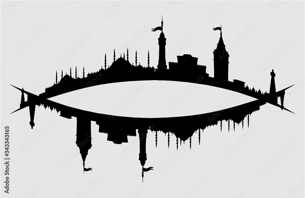 Naklejka premium istanbul city skyline print and embroidery graphic design vector art