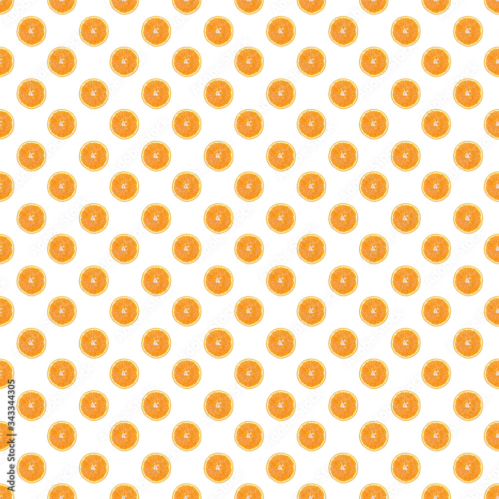 Seamless pattern of isolated slices of orange. Wallpaper for background, design and packaging. Seamless pattern of isolated slices of orange. Wallpaper for background, design and packaging.