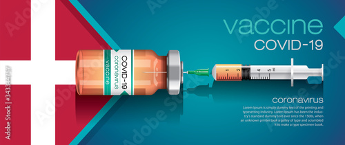 Vector illustration with 3D corona vaccine, country flag concept.