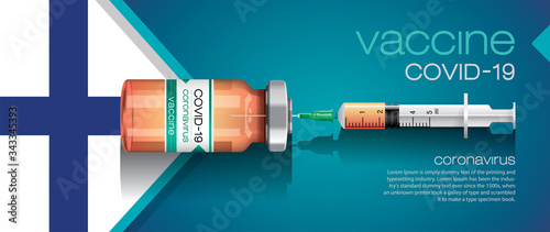 Vector illustration with 3D corona vaccine, country flag concept.