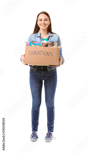 Female volunteer with donat...