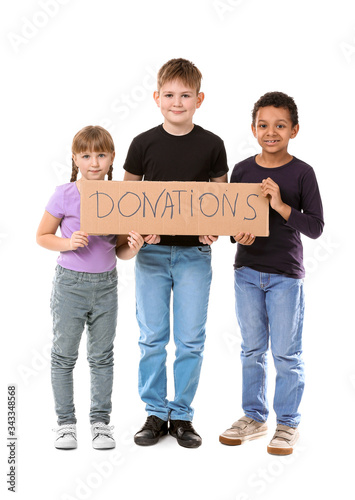 Children holding cardboard ...