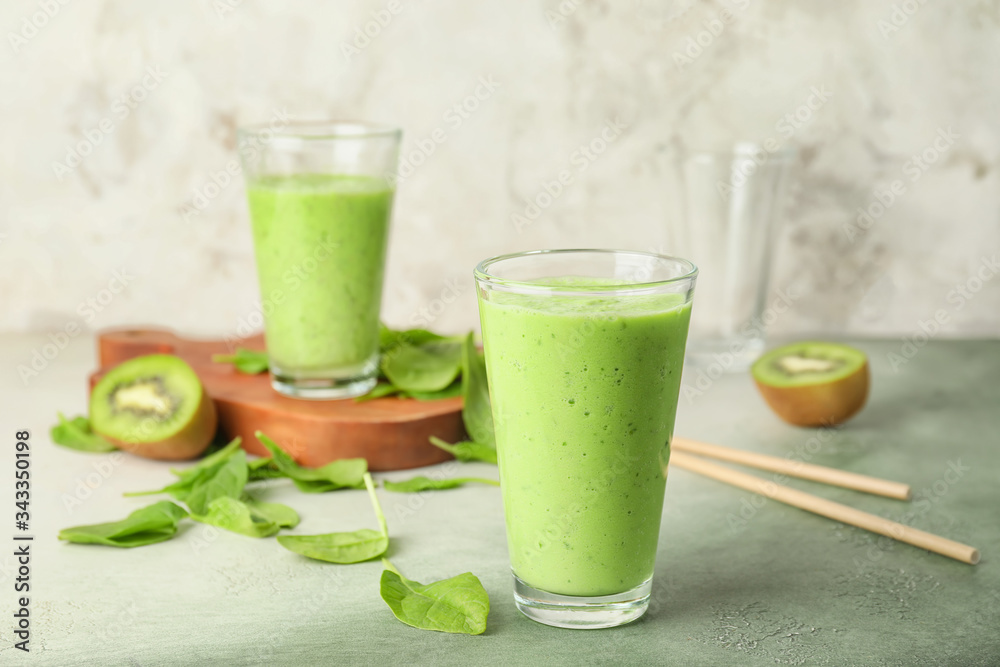 Glasses of healthy smoothie on table Glasses of healthy smoothie on table