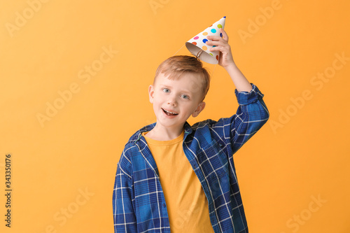 Cute little boy celebrating...