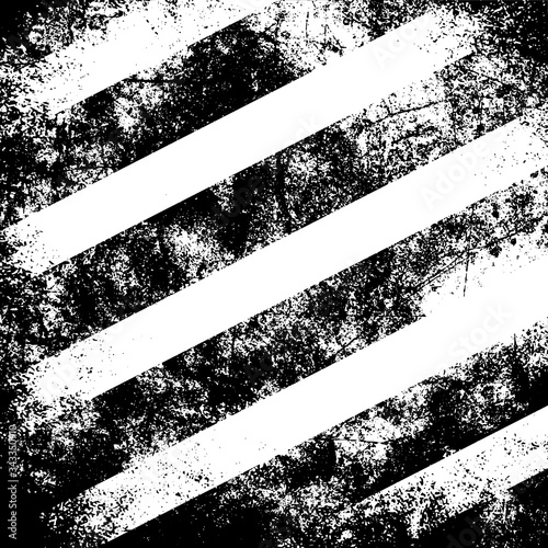 Shabby cratched stripes texture. Grunge black white pattern. Distressed background. 