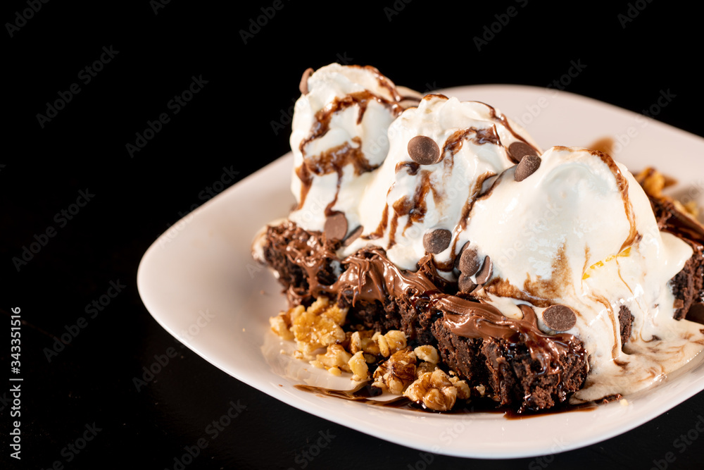 Chocolate Brownie with Vanilla Ice Cream Chocolate Brownie with Vanilla Ice Cream