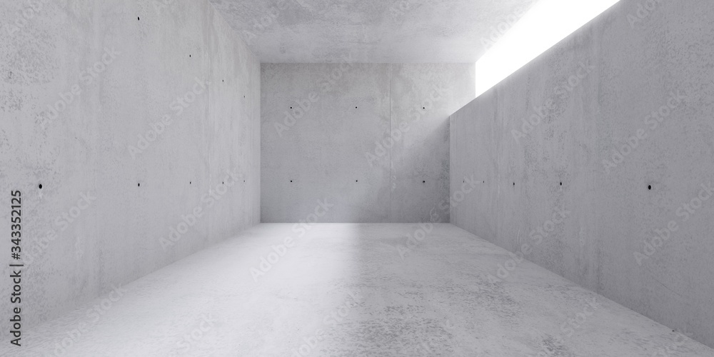 Abstract empty, modern concrete walls hallway room with indirekt window light on the left and rough floor - industrial interior background template Abstract empty, modern concrete walls hallway room with indirekt window light on the left and rough floor - industrial interior background template