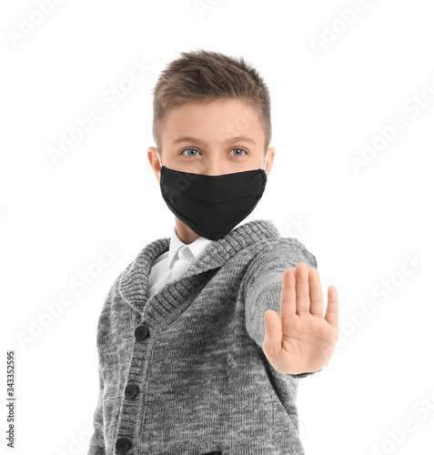 Little schoolboy in protect...