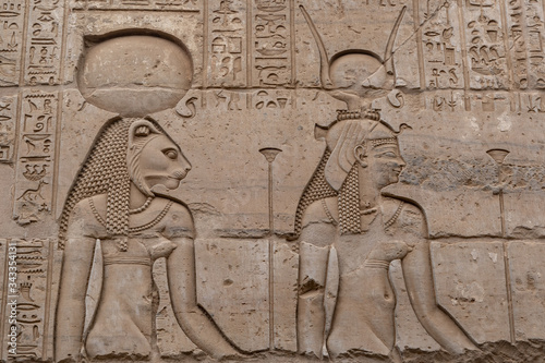 Egyptian goddesses Sekhmet and Hathor, Egypt photo