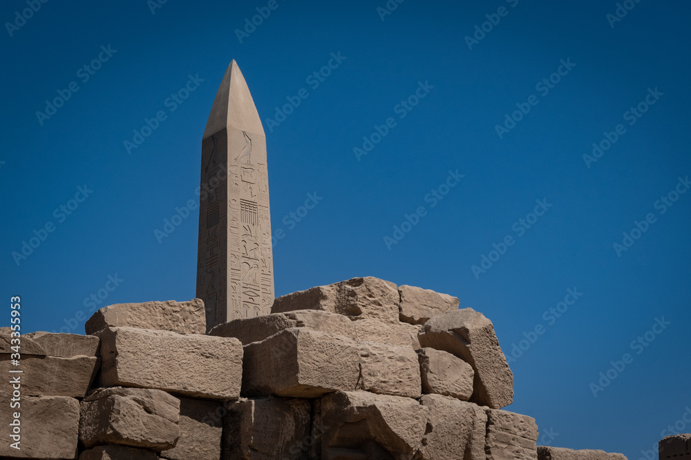 Obelisk partial view in Karnak Temple, Egypt
