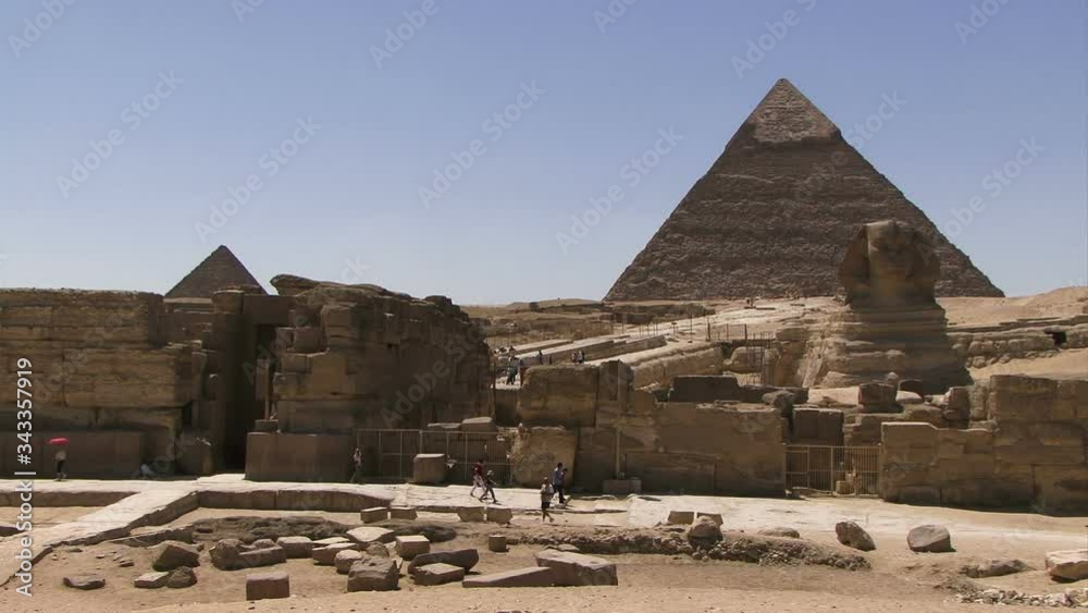 Pyramids of Egypt Giza blue sky sunny day Pyramids of Egypt Giza blue sky sunny day