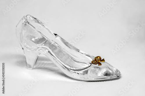 Crystal women's shoes with high heels,  glass shoes close-up