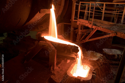 Copper smelting at a metallurgical plant