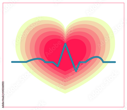 Vector blood pressure icon. Heart cheering cardiogram, good health logo. Pulse flat symbol, pulsometer, heartbeat