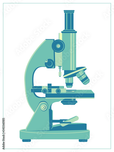 Vector flat illustration with school microscope study science laboratory. Isolated stock illustration on white