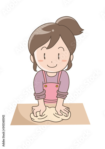 パン作りする女性