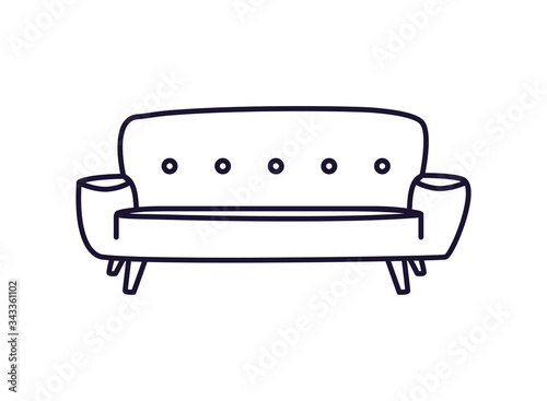 comfortable sofa, line style icon