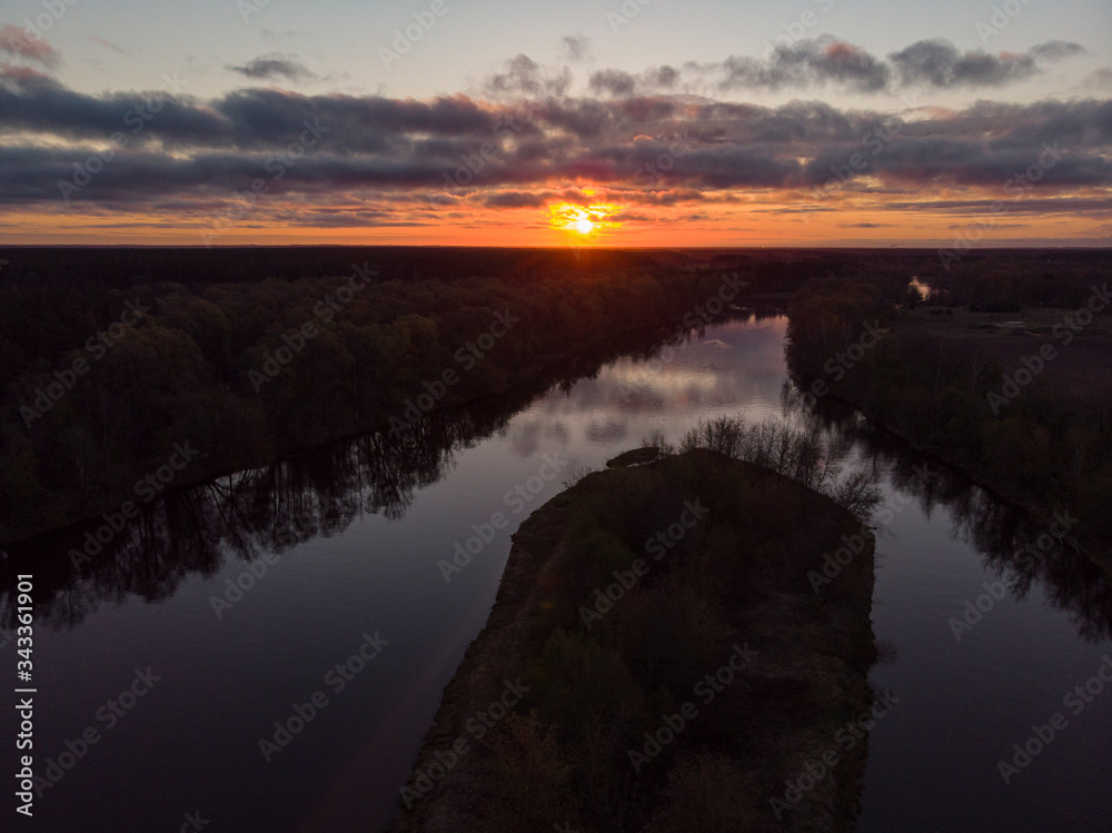 Epic sunrise over the river Gauja during late spring Epic sunrise over the river Gauja during late spring