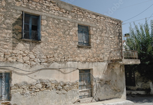 Architecture of an old brick house in Greece