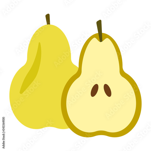 isolated illustration of a pear in colour in vector