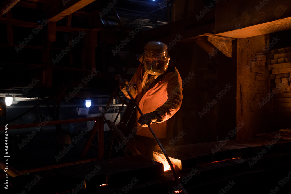 Fototapeta premium Copper smelting at a metallurgical plant