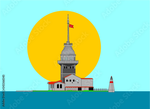 istanbul maiden tower print and embroidery graphic design vector art