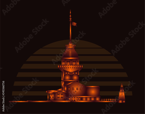 istanbul maiden tower print and embroidery graphic design vector art