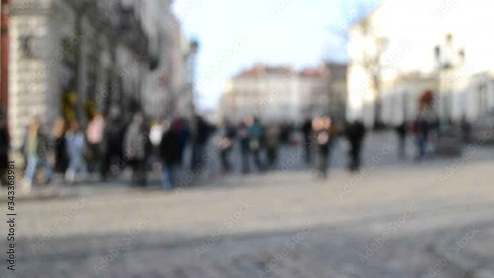 Blurred Background of many people on street square city town. Blurred Background of many people on street square city town.
