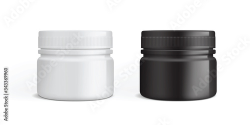 white and black plastic cream packaging isolated on white background mock up 