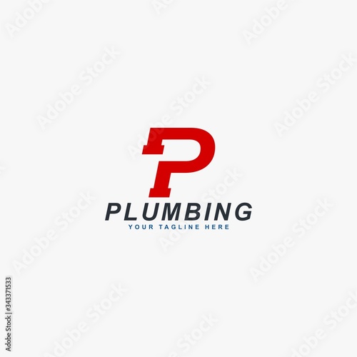 Plumbing repair logo design vector. Letter P monogram pipe illustration design. Industry vector icon.