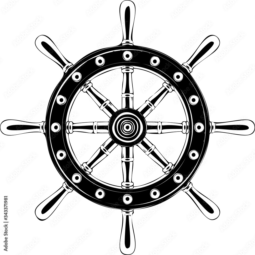 Obraz premium Boat steering wheel vector illustration