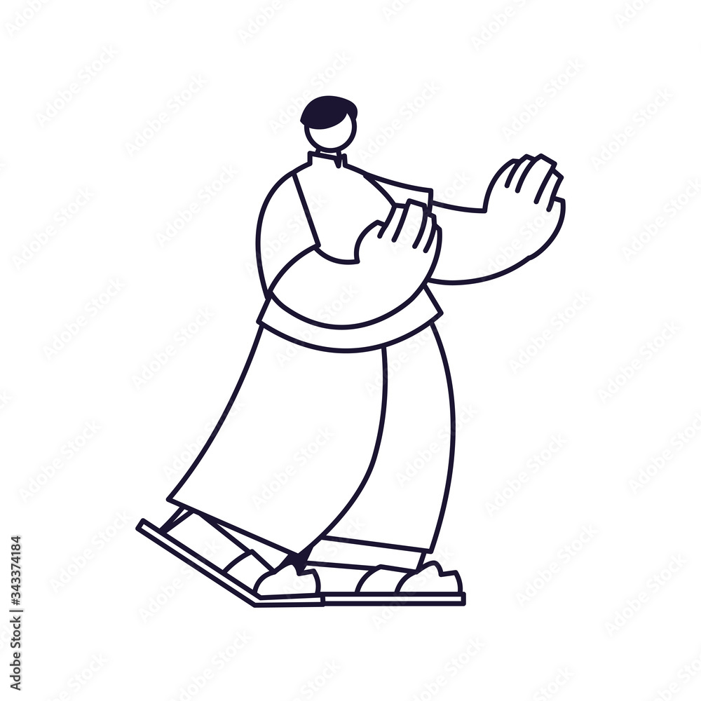 Fototapeta premium young man standing, line style icon