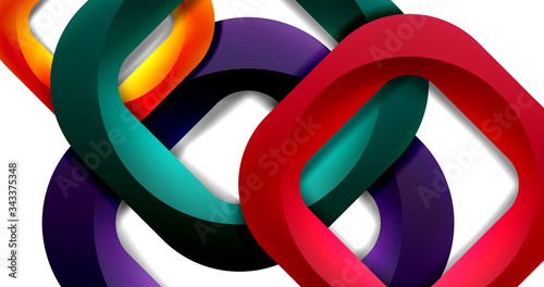 Square geometric vector abstract background, dynamic modern minimal template. Multicolored square shapes with round corners overlapping each other