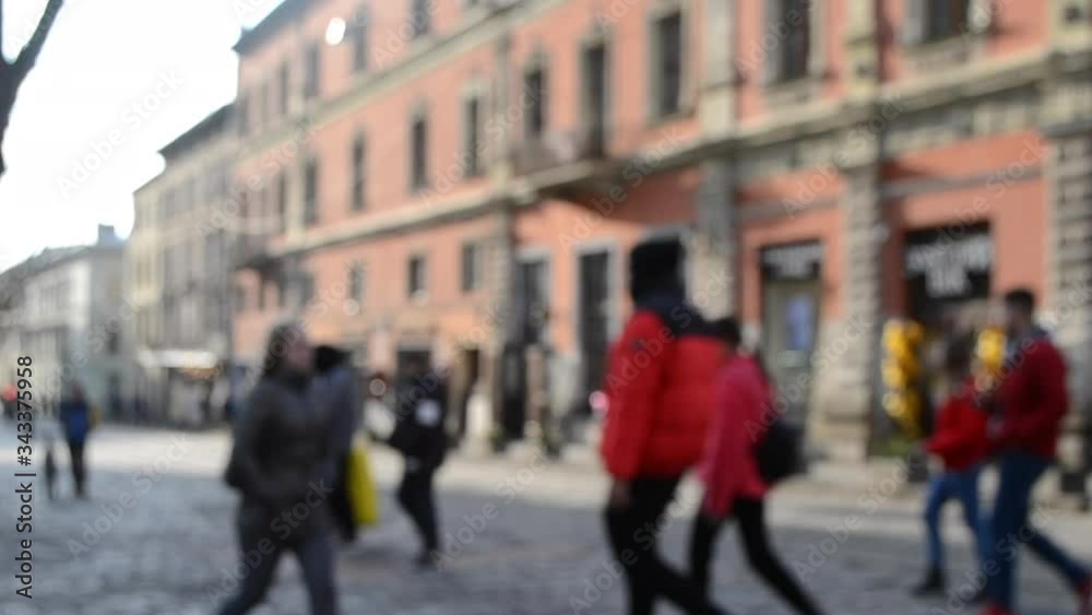 Blurred Background of many people on street square city town. Blurred Background of many people on street square city town.