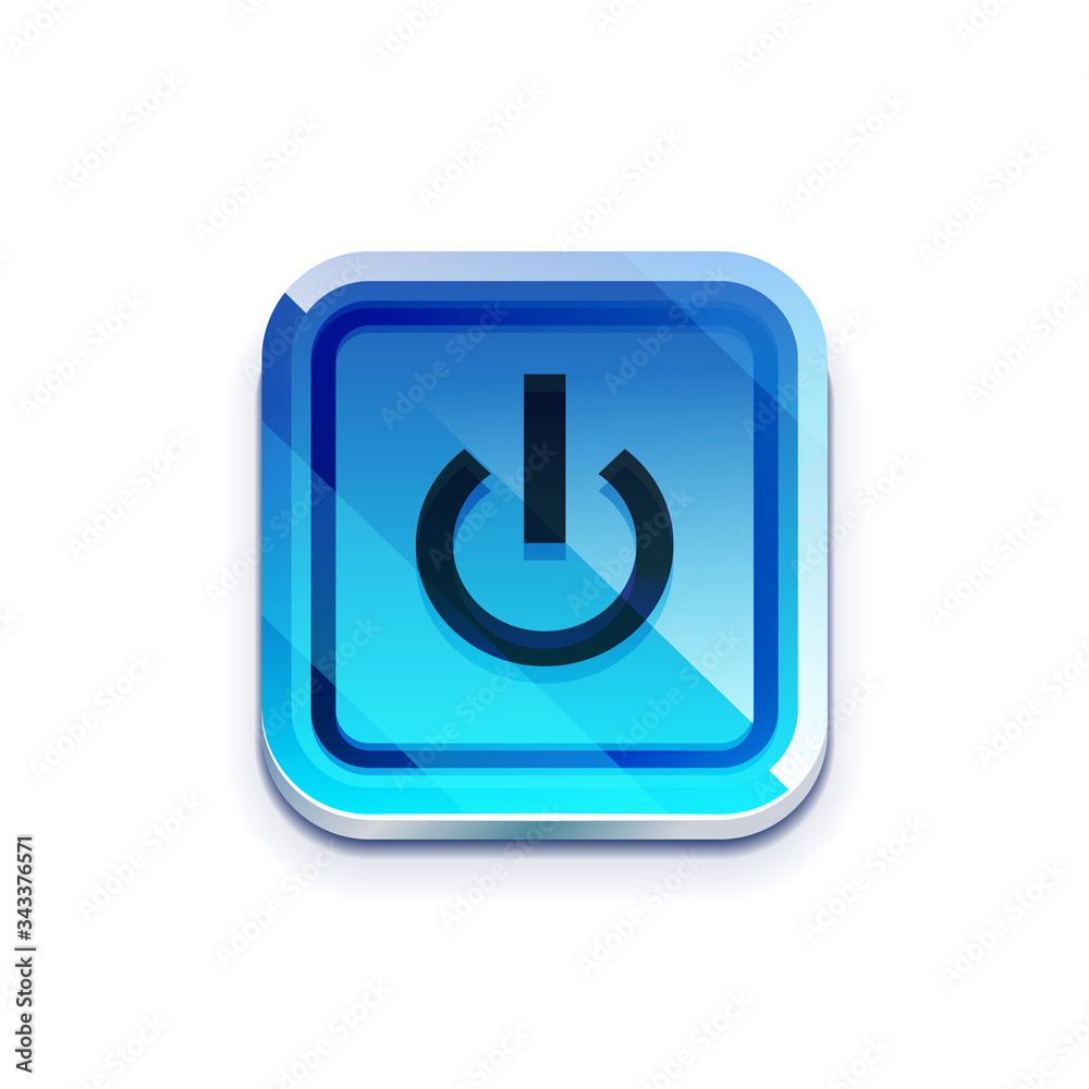 Glossy power web button, vector icon Glossy power web button, vector icon