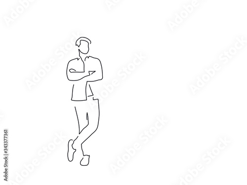 Full length people isolated line drawing  vector illustration design.