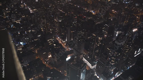 New York city from above. Stunning New York City view during night.Top view of city of Manhattan, New York in the night.