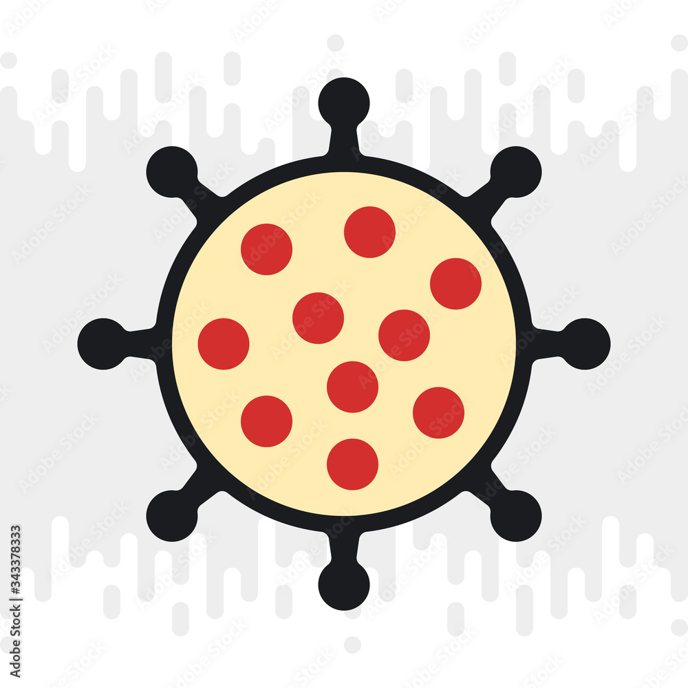 Coronavirus disease 2019 or COVID-19 icon. Simple color version on light gray background