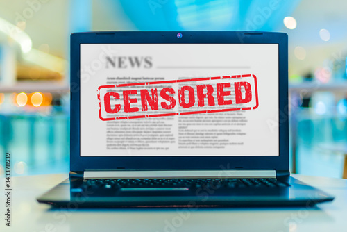 Cuadro en lienzo Laptop displaying the sign of censorship on the internet