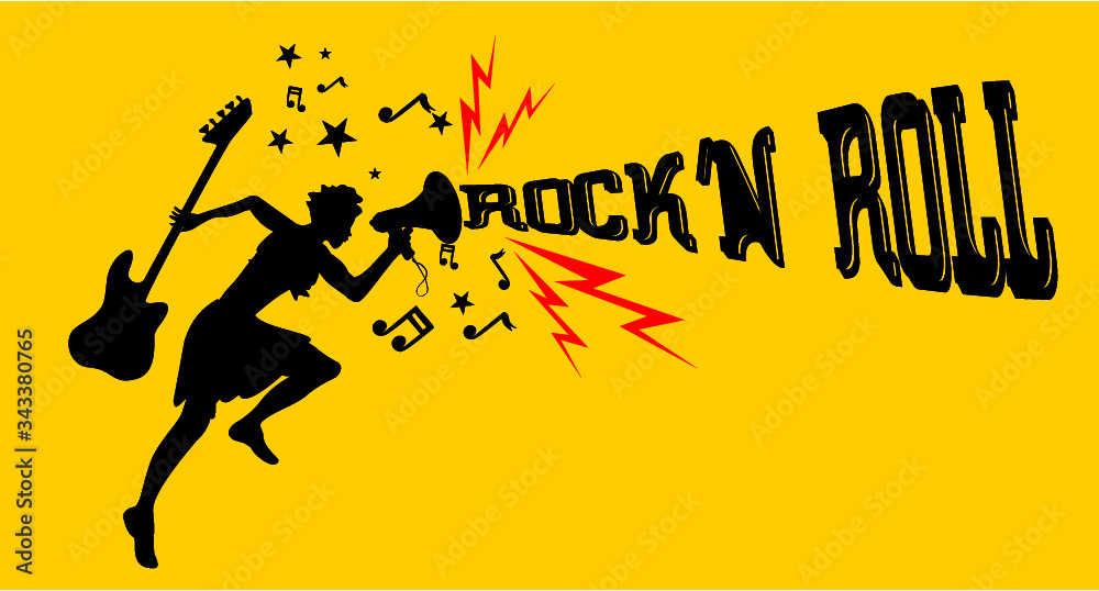 Obraz premium Rock and Roll music embroidery graphic design vector art