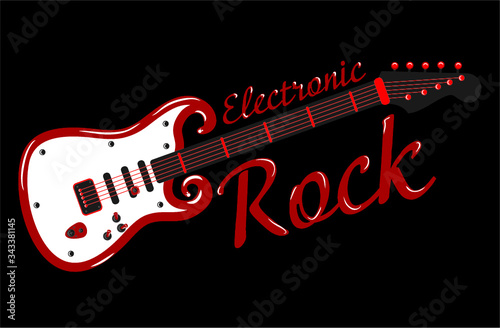 Skull music rock and roll graphic design vector art