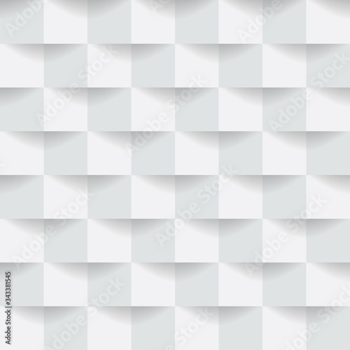 Abstract 3d white geometric background with shadow. Checkerboard texture.