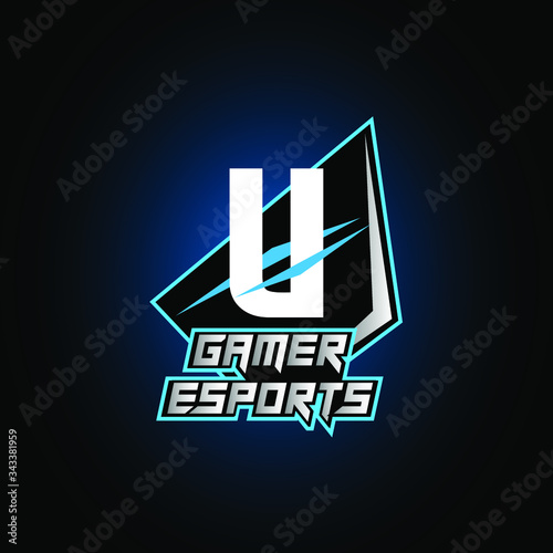 Letter U Game Logo Esport Gaming