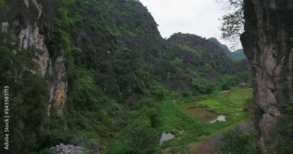 Magnificent Aerial view of Am Tien Cave, Tuyet Tinh Coc, a peaceful blue lake in the valley, located in Hoa Ly ancient capital relic, Ninh Binh Province, known as the paradise place on earth Magnificent Aerial view of Am Tien Cave, Tuyet Tinh Coc, a peaceful blue lake in the valley, located in Hoa Ly ancient capital relic, Ninh Binh Province, known as the paradise place on earth