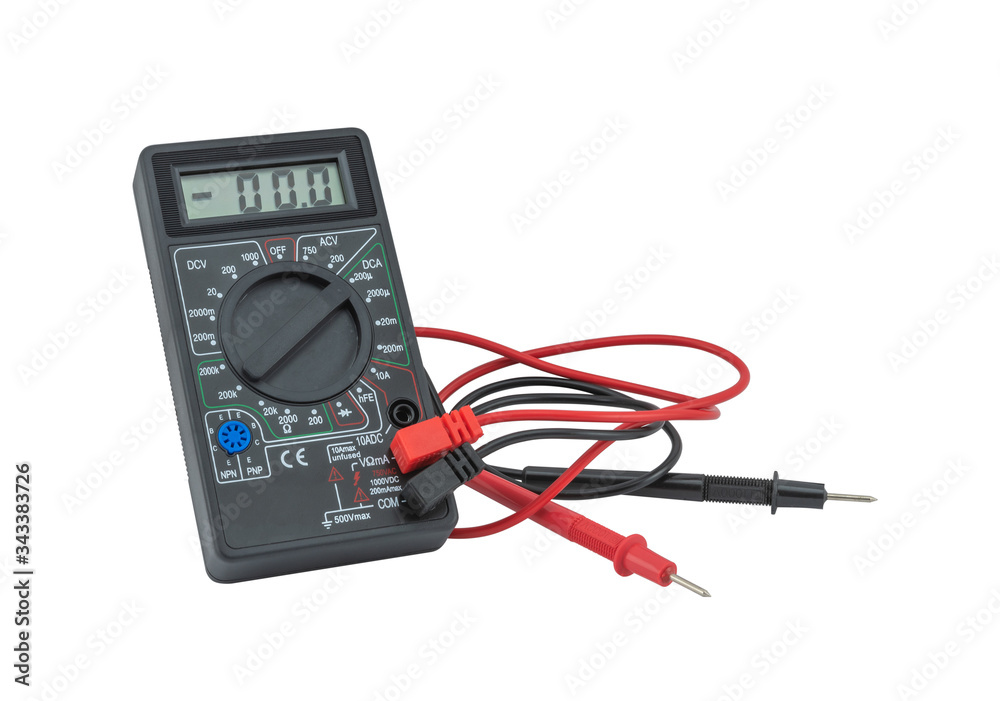 Digital multimeter on white background Digital multimeter on white background