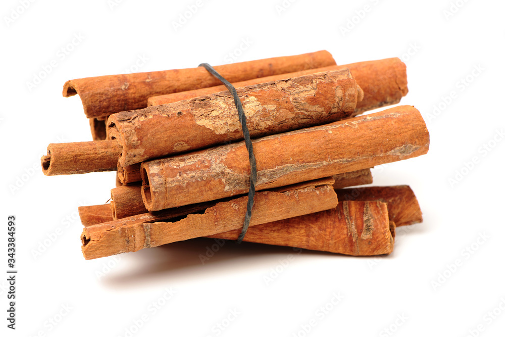 Cinnamon on a white background Cinnamon on a white background